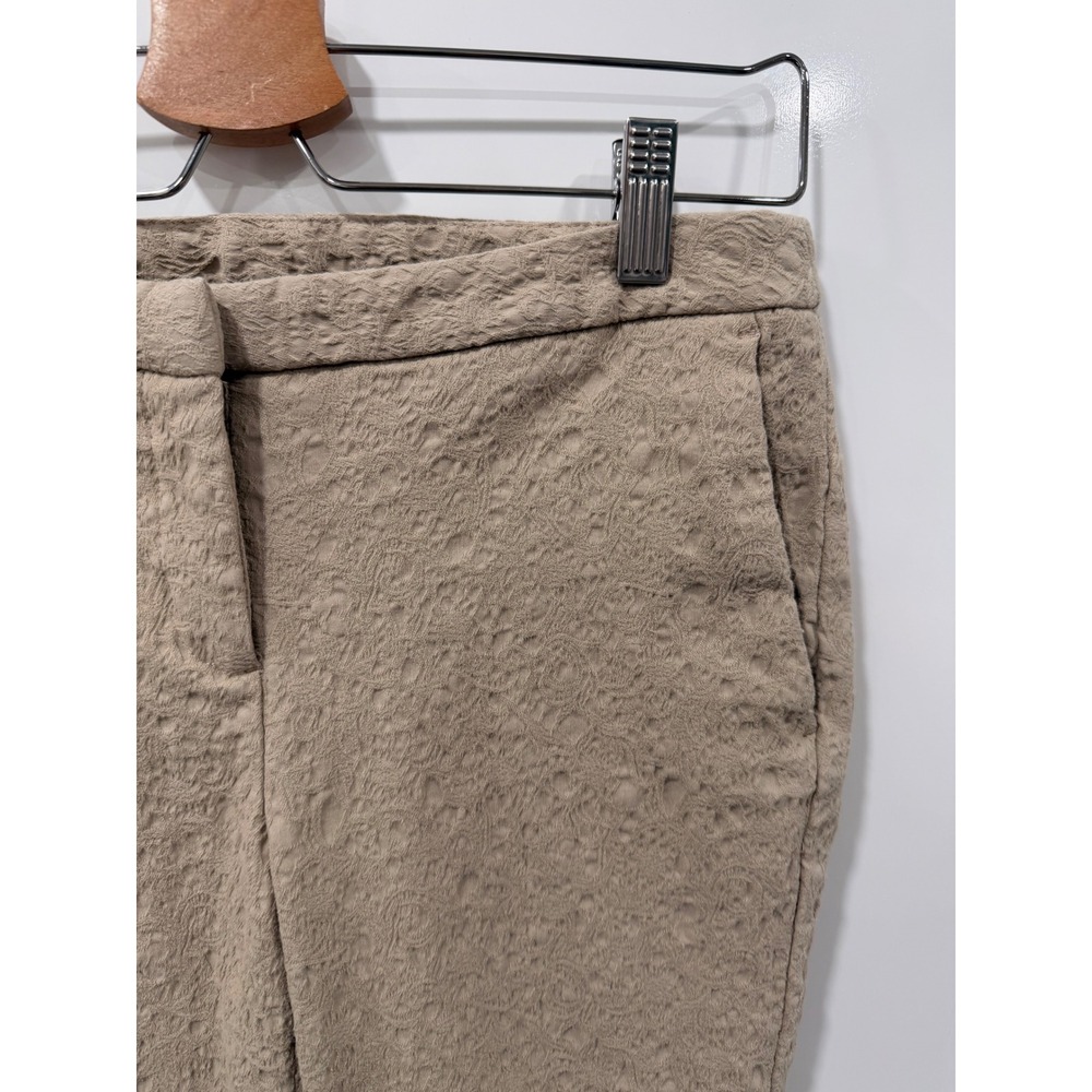 Cynthia Rowley Tan Textured Jacquard Slim Ankle Pants Womens Sz 4 Beige Stretch - Picture 3 of 10